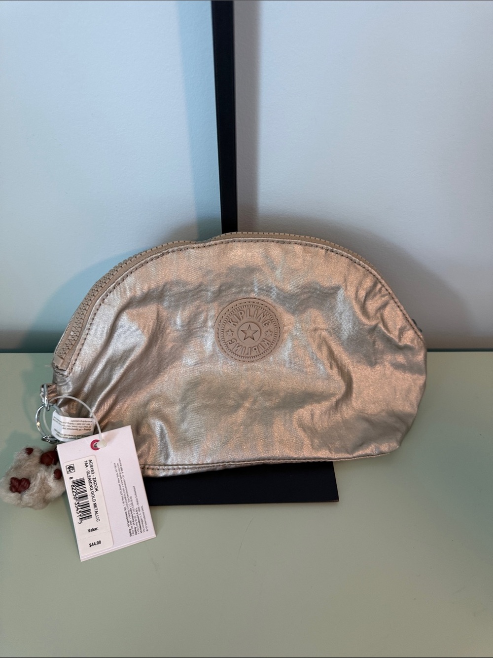 Kipling Zadok Gleaning Gold Metallic Cosmetic Pouch